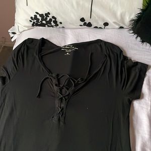 Black hollister shirt with crossed front